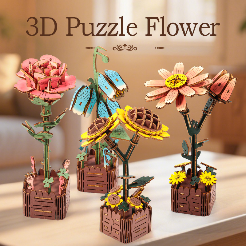 3D Flower Wooden Puzzles, DIY  - đánh giá và giá Plant Parent Kit